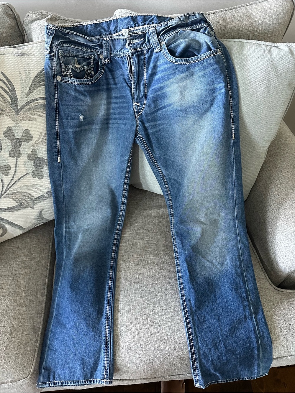 True Religion Slim Straight Blue Washed Jeans 36x30